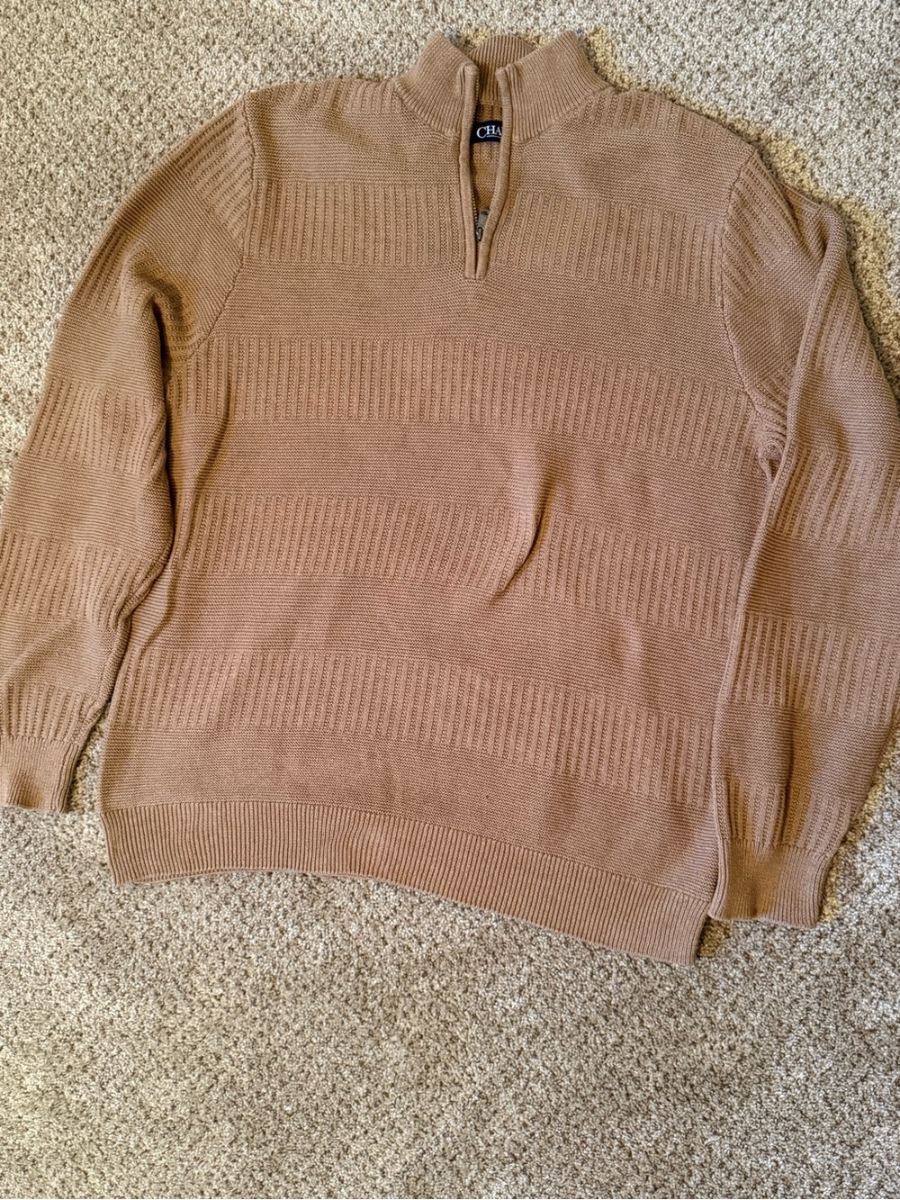 Chaps Men's Tan Mock Neck Zip Sweater size XL